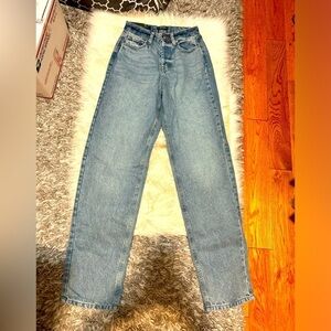 Medium wash High rise straight jeans